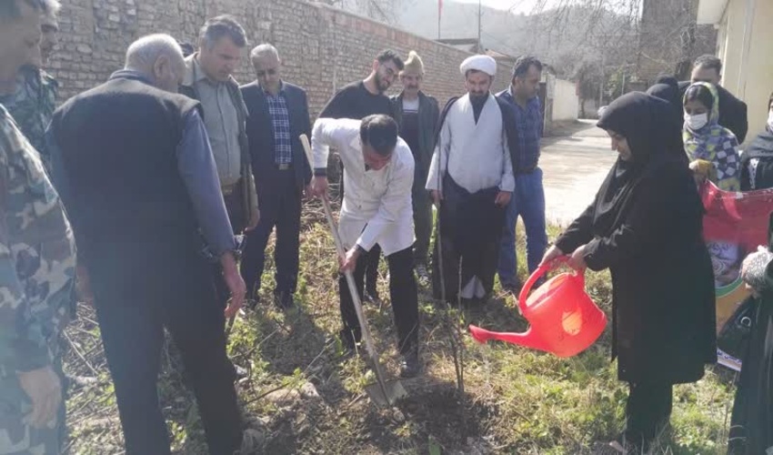 پایگاه مرکز بهداشت روستای رحمت آباد نهالکاری شد