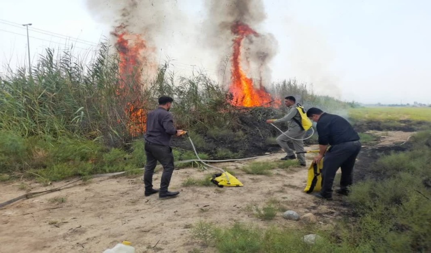 حضور به موقع نیروهای حفاظتی منابع طبیعی آق قلا در اطفاء حریق 